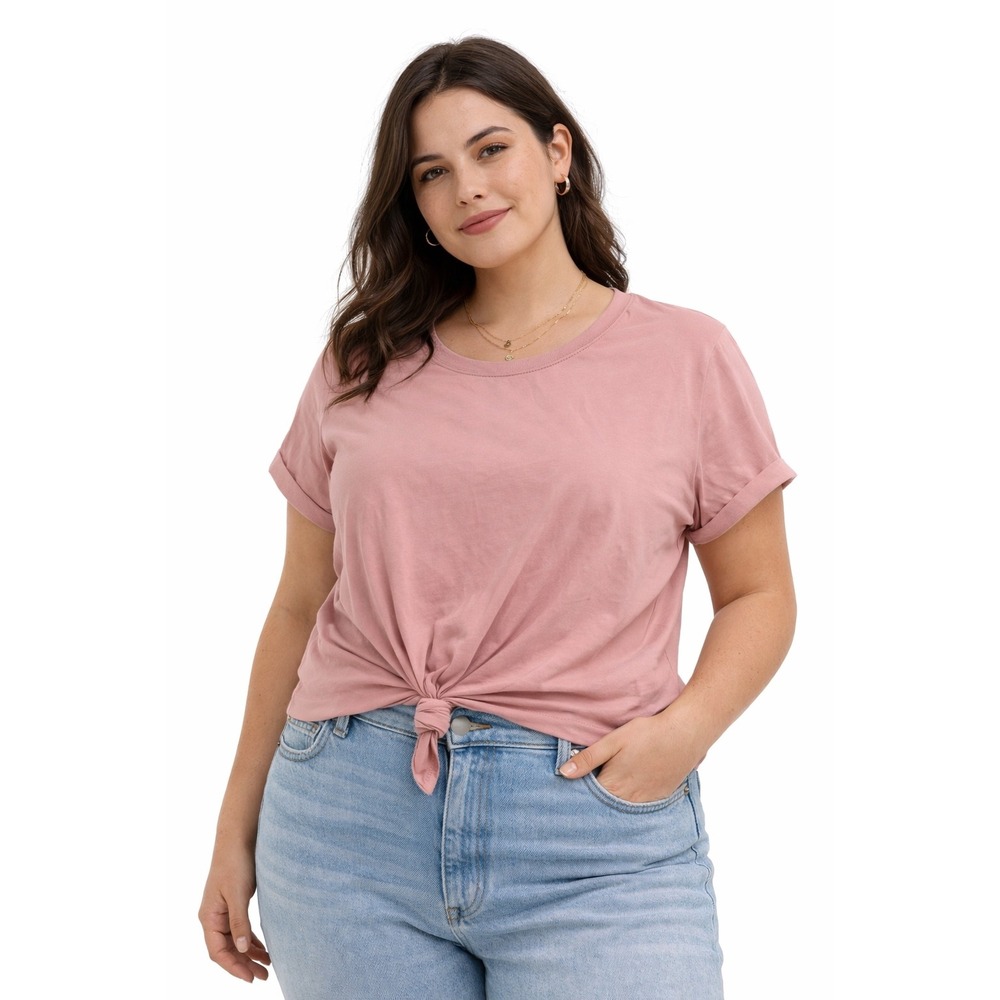 Universal Thread T-Shirt Womens XL Pink Front Tie Knot Cotton Short Sleeve Basic